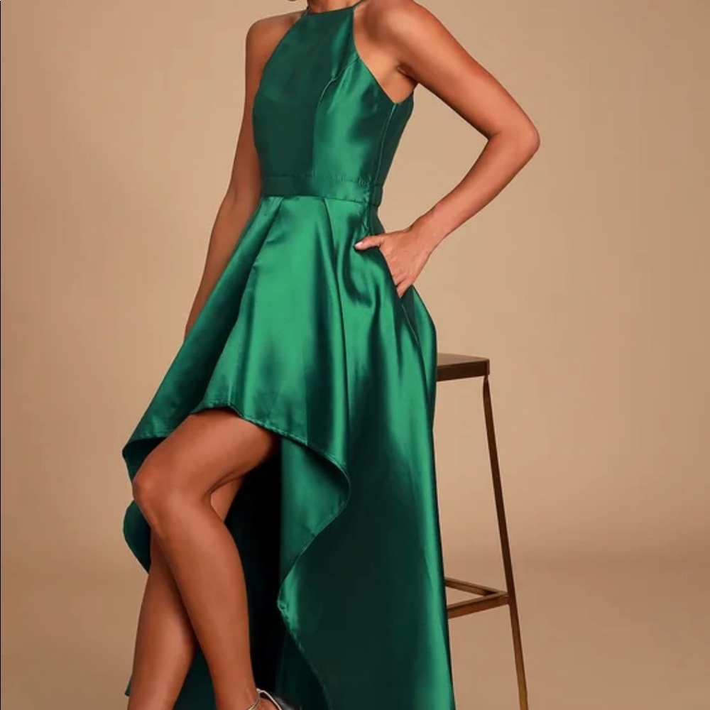 Lulu’s Broadway Show Emerald Green High-Low Maxi Dress